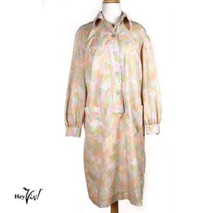 Vintage Shirtwaist Dress Pastel 70s Mod w Pockets Route One Tag Size L - Hey Viv